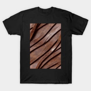 Dark Brown Leather Stripes, natural and ecological leather print #51 T-Shirt